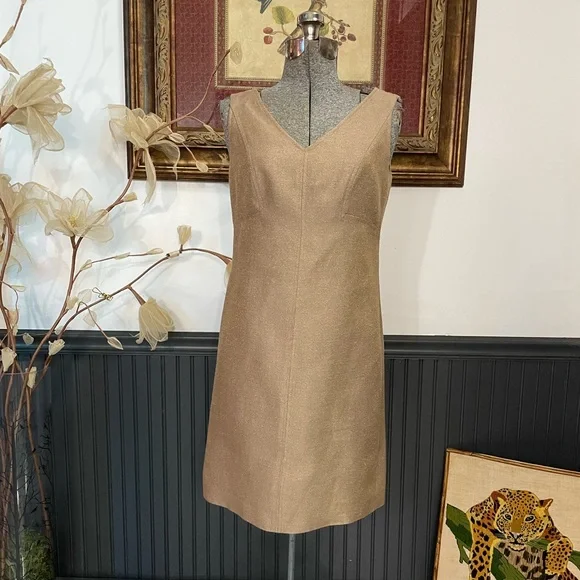 Talbots | Dresses | Talbots Gold Metallic V Neck Sleeveless Linen Blend Shift Dress Sz 4p | Poshmark Talbots | Dresses | Talbots Gold Metallic V Neck Sleeveless Linen Blend Shift Dress Sz 4p | Poshmark